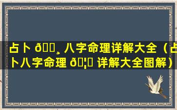 占卜 🕸 八字命理详解大全（占卜八字命理 🦋 详解大全图解）